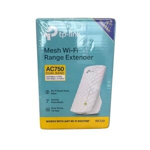 TP-Link AC750 Mesh WiFi Range Extender RE220 NEW AND SEALED